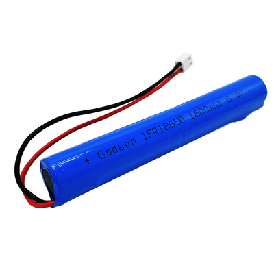 baterias cilíndricas LiFePO4 IFR18650 da luz da saída de emergência de 1600mAh 6.4V
