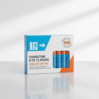 Tempo de carregamento 8 a 12 horas Luz de saída de emergência Baterias de longa duração Bateria com ciclo de vida da bateria Máximo 500 e temperatura de funcionamento 0 a 45 °C