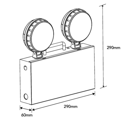 Iluminação embutida LED de emergência com dois focos branca 2,5 W 130 mm CRI70 5700 k
