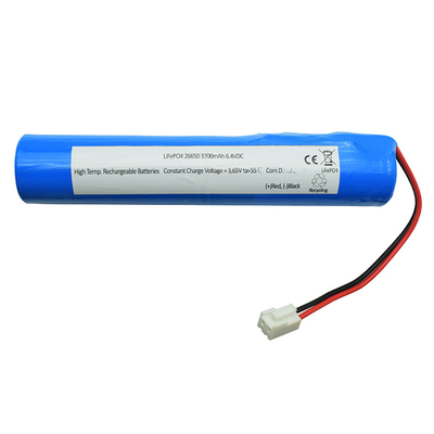 6600mah 6,4 volt Lifepo4 Li Ion Battery IFR26650 para a iluminação de emergência