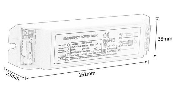 0.05A Kit de iluminação de emergência Total potência GS-Q810 Convertidor 10W Invertidor de emergência Tipo de manutenção