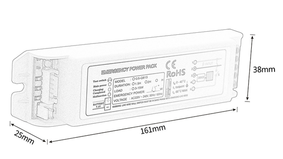 Kit de iluminação de emergência de 300V Total potência GS-Q815 Convertidor 10W Inversor de emergência Tipo de manutenção