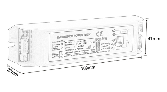 Li Ion Emergency Power Pack Inverter Tipo mantido Potência de emergência 11-20W GS-A1125
