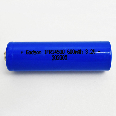 14500 600mAh 3.2V LiFePO4 Bateria para luzes de emergência e sinalização de saída