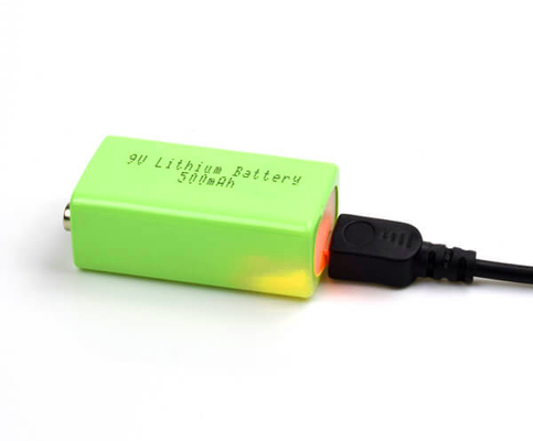 Bateria de lítio 500mAh da luz de emergência do ferro do lítio 9V com USB