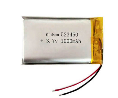 18g 3,7 polímero 523450 do lítio da bateria do volt 1000mAh para a iluminação de emergência