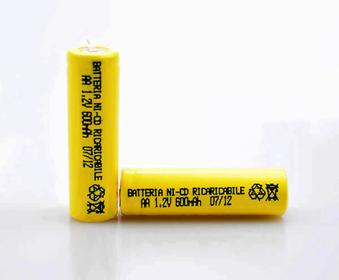 PVC amarelo recarregável AA600mAh da bateria do CD do Ni de 16.6g 1,2 V