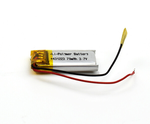 pilha recarregável 431223 do polímero do lítio da bateria de 3.7V 70mAh Lipo