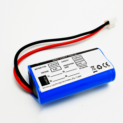 Bateria de lítio recarregável de emergência 18650 LiFePO4 6.4V 1500MAh Baterias