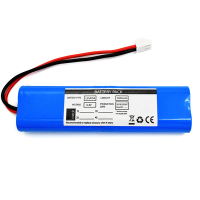PVC azul da bateria 6.4V da bateria LiFePO4 3000mah da iluminação de emergência